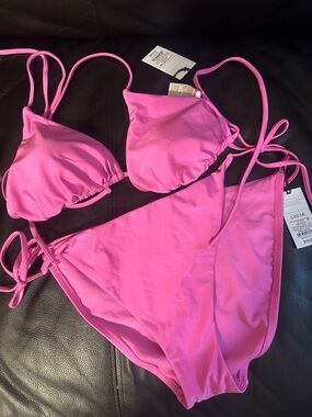 Shade & Shore Hot Pink Tie-Side Triangle Bikini